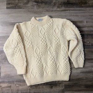 Wool Cable Knit Aran Fisherman Sweater